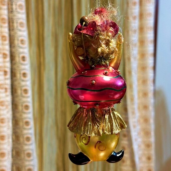 Clown Jester Blown Glass Christmas Ornament Painted Pink Gold 6 Inches (1) - Picture 4 of 8